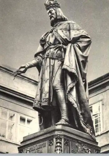 CZ 10000 PRAHA / PRAG, Denkmal Kaiser Karl IV, Nachkriegskarte