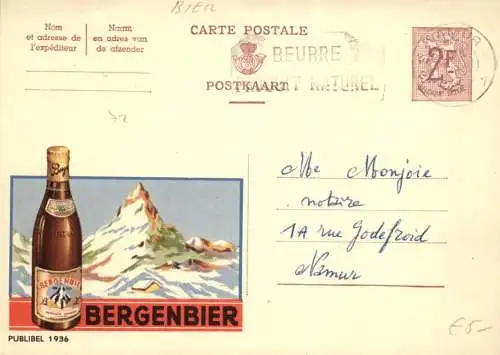 BIER- BERGENBIER, Belgische Ganzsache, 1963