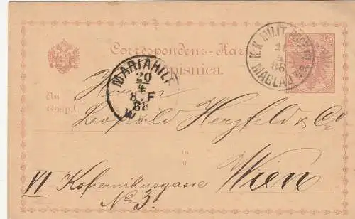 BOSNIEN - HERZEGOWINA - 1888, MAGLAJ, Öster. K.u.K. Militär Post nach Wien