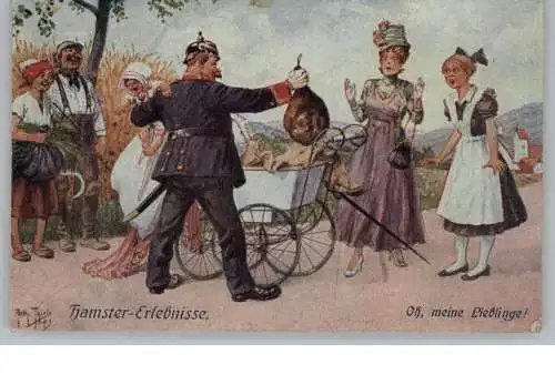 KÜNSTLER / Artist - ARTHUR THIELE, Hamster - Erlebnisse, Gendarm,  Schinken, Kinderwagen, 1918