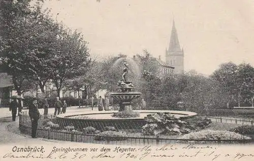 4500 OSNABRÜCK, Springbrunnen vor dem Hegertor, belebte Szene, 1907