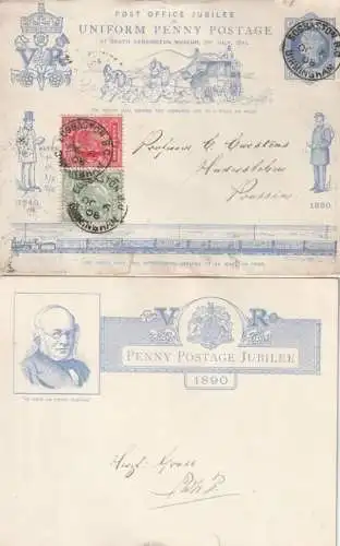 GREAT BRITAIN - 1908,U11, Post Office Jubilee, Birmingham- Hadersleben / Haderslev, Perfin