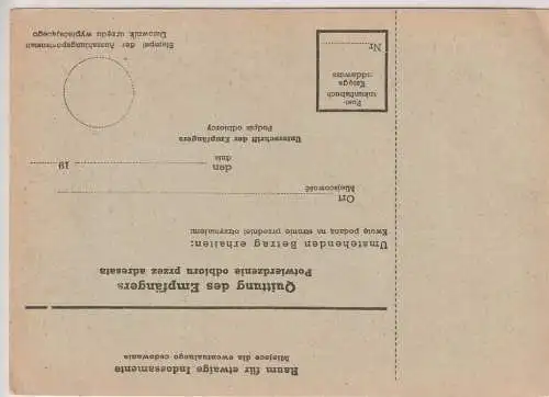 DEUTSCHES REICH - GENERALGOUVERNEMENT / DEUTSCHE POST OSTEN - 1940, Auslandspostanweisung DPO-217, blanko