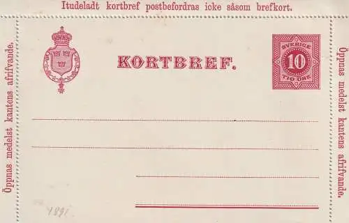 SVERIGE / SCHWEDEN - 1891, Kartenbrief / Kortbrief K4 komplett