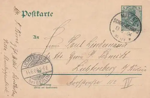 NIEDER - SCHLESIEN - MITTEL - SCHREIBERHAU / SZKLARSKA POREBA, Postgeschichte, GA 1904