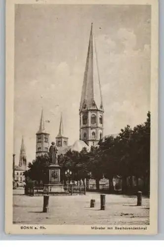 5300 BONN, Münsterplatz, Beethovendenkmal, Münster, Verlag Dienst, 1922