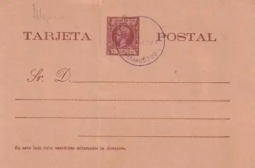 FERNANDO POO - 1899, Postal Stationery 5 Mil., Druckstelle