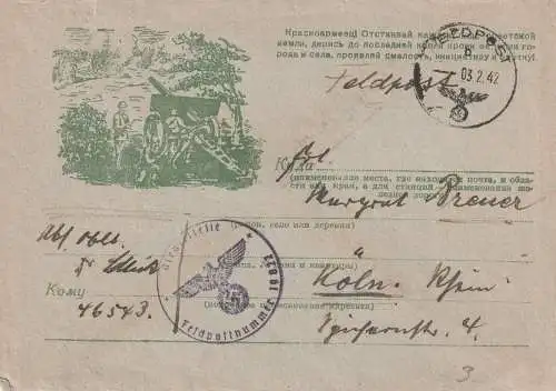 MILITÄR - 2.Weltkrieg, Feldpost 19822 aus Russland, 1942