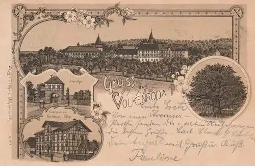 0-5704 KÖRNER - VOLKENRODA, Lithographie, Gasthaus zur Deutschen Eiche, Deutsche Eiche, Steinthor, Gesamtanischt