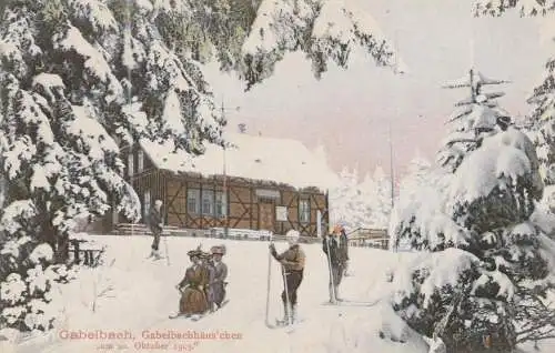 0-6300 ILMENAU, Gabelbach am 20.Oktober 1905, Gabelbachhäuschen im Schnee