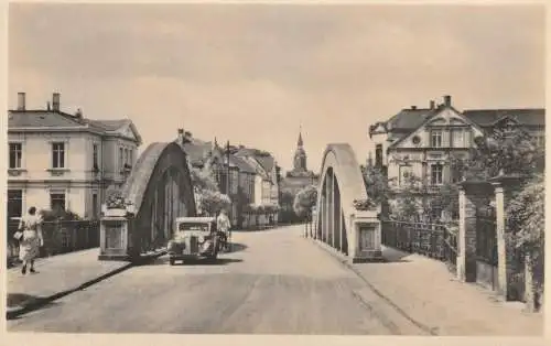 0-7232 BAD LAUSICK,  Brücke Badstrasse, Oldtimer