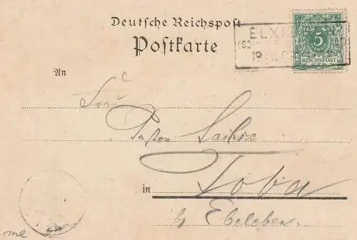 0-5211 ELXLEBEN, Lithographie 1899, Gasthaus, Pfarrhaus, Rittergut, Doktor-Wohnung, Kastenstempel
