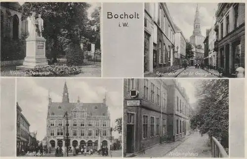 4290 BOCHOLT, Kolpinghaus, Kolping-Denkmal, Ravardistrasse, Rathaus