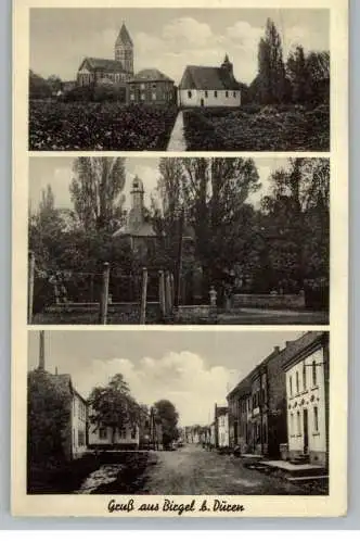 5160 DÜREN - BIRGEL, Gruß aus...Hauptstrasse, Burg Birgel, Kirche und Umgebung, 1943