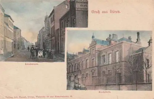 5160 DÜREN, Schulstrasse / Nordschule, ca. 1905, kl. Einriss unten