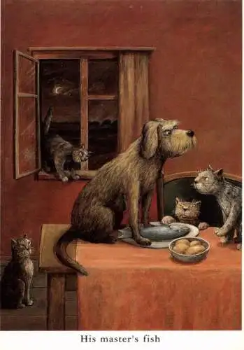KATZEN / Cats / Chat / Gato / Gatto / Kat, "His master's fish", Humor