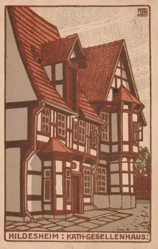 3200 HILDESHEIM, kath. Gesellenhaus / Kolpinghaus, Steindruck, 1922