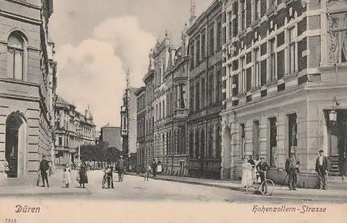 5160 DÜREN, Hohenzollern Strasse, belebte Szene, ca. 1905