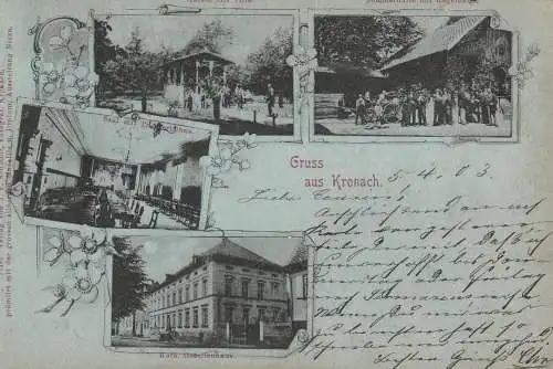 8640 KRONACH, Kath. Gesellenhaus / Kolpinghaus, Kegelbahn, Garten, Saal, 1903