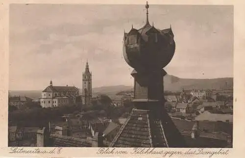 BÖHMEN & MÄHREN - LEITMERITZ / LITOMERICE, Blick vom Kelchhaus, Off. Jubiläumskarte No.5 zur 700 Jahrfeier