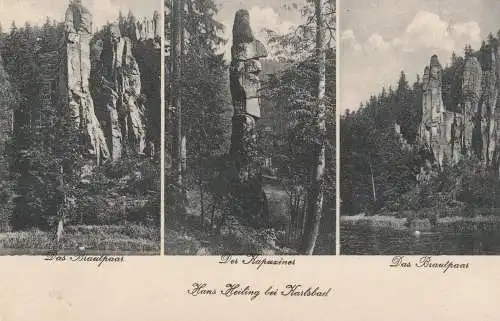 BÖHMEN & MÄHREN - KARLSBAD / KARLOVY VARY, Felsformationen - Brautpaar / Kapuziner, 1924