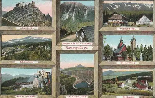 NIEDER - SCHLESIEN - KRUMMHÜBEL  / KARPACZ, Brotbaude, Schneekoppe, Schnurrbartbaude...1914