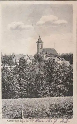 OSTPREUSSEN - RAUSCHEN / SWETLOGORSK, Kirche und Umgebung, 1922, Druckstelle