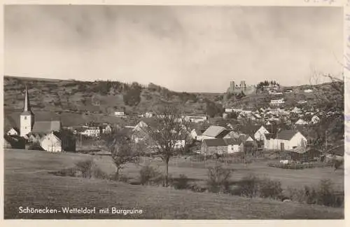 5544 SCHÖNECKEN - WETTELDORF, Blick über den Ort, 1952