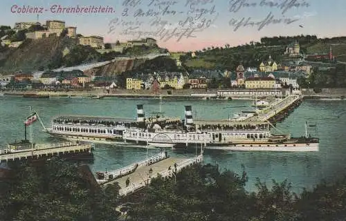 BINNENSCHIFFE - RHEIN, Köln-Düsseldorfer "KAISERIN AUGUSTE VICTORIA" vor Koblenz, 1915