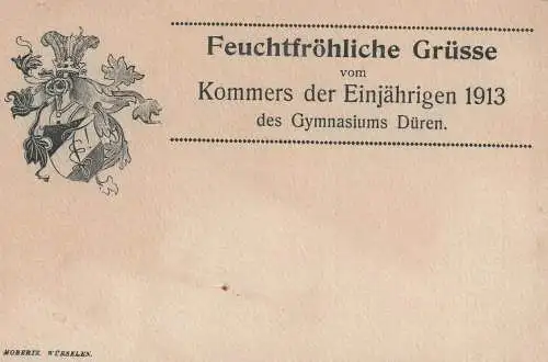 5160 DÜREN, Gymnasium, Kommers der Einjährigen 1913
