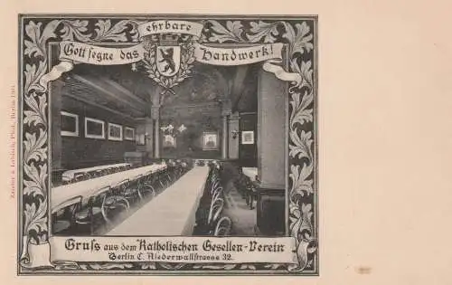 1000 BERLIN, Kath, Gesellen Verein / Kolping, Niederwallstrasse 32, ca. 1905