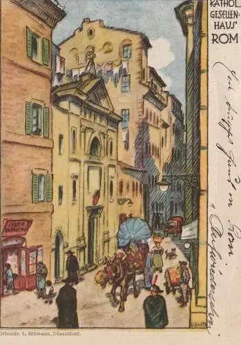I 00120 ROMA, Katholisches Gesellenhaus / Kolpinghaus, Künstler-Karte L.Barth, Druck Schwann - Düsseldorf, 1933