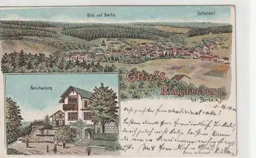0-5902 BERKA, Lithographie 1900, Gruß von der Rauschenburg
