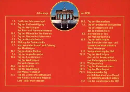 GESCHICHTE - JAHRESTAGE der DDR