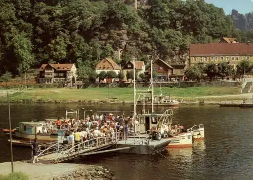 BINNENSCHIFFE - ELBE, Seilfähre über die Elbe bei Rathen, 1967