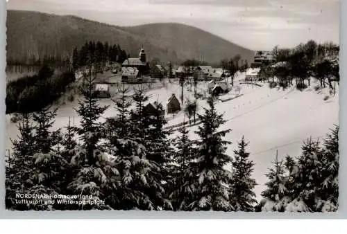 5948 SCHMALLENBERG - NORDENAU, Blick auf den verschneiten Ort, 196...