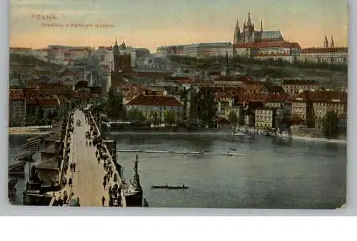 CZ 10000 PRAHA / PRAG, Hradcany s Karlovym mostem, 1908, Verlag Kosiner