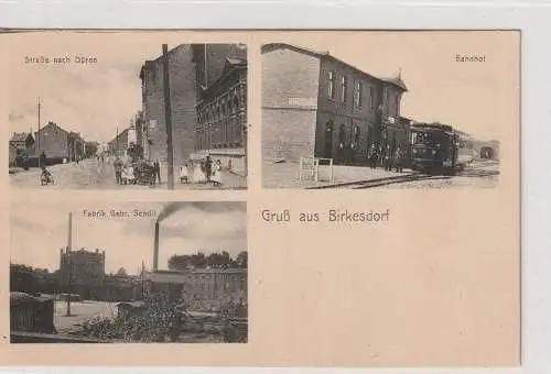 [Ansichtskarte] 5160 DÜREN - BIRKESDORF, Bahnhof, Fabrik Gebrüder Schüll, Strasse nach Düren, Verlag Hassel. 