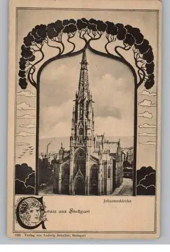 [Ansichtskarte] JUGENDSTIL / ART NOUVEAU, Stuttgart Johanneskirche, reiche Ornamentik. 