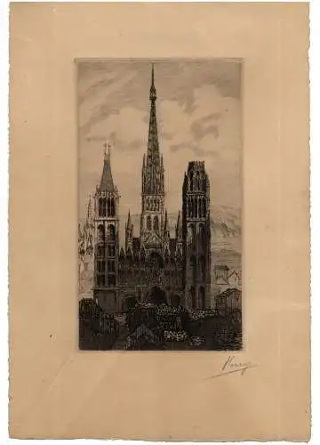 Cathedrale Rouen Gavure sur Cuivre