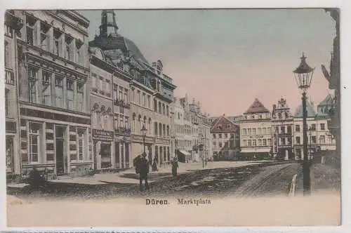 5160 DÜREN, Marktplatz, 1908, handcoloriert