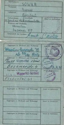 AUSWEIS / PASSPORT / CARTE D'IDENTITE - Personalausweis für die Britische Zone, mehrmaliger Umzug ab 1947, Einriss