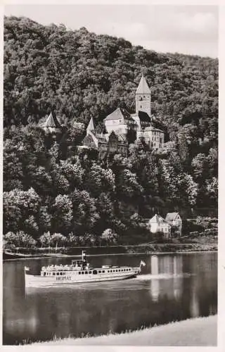 BINNENSCHIFFE - NECKAR, Personenschiff "HEIMAT" vor Schloß Zwingenberg, 195...