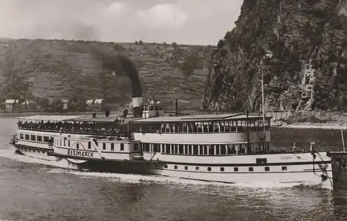 BINNENSCHIFFE - RHEIN, Köln-Düsseldorfer "BISMARCK" vor der Loreley, 1955