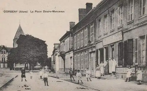 F 02820 CORBENY, La Place Desire - Manceaux, Etabl. Goulet-Turpin, 1915, deutsche Feldpost