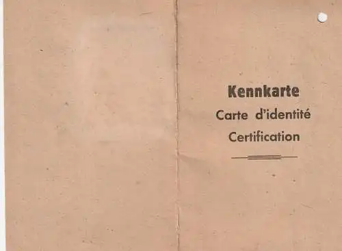 AUSWEIS / PASSPORT / CARTE D'IDENTITE - Kennkarte 1947 Sigmaringen