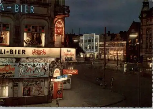 [Ansichtskarte] 2000 HAMBURG - ST. PAULI, Reeperbahn bei Nacht, SANTA FE, 1961. 
