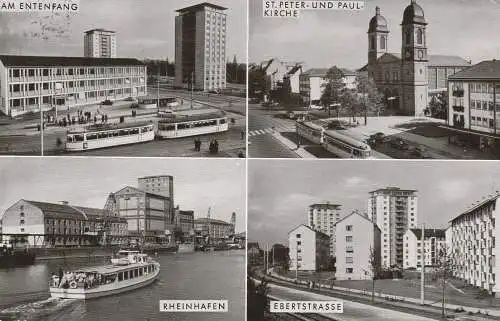 7500 KARLSRUHE - MÜHLBURG, Entenfang / Strassenbahn, Ebertstrasse, Rheinhafen...1957