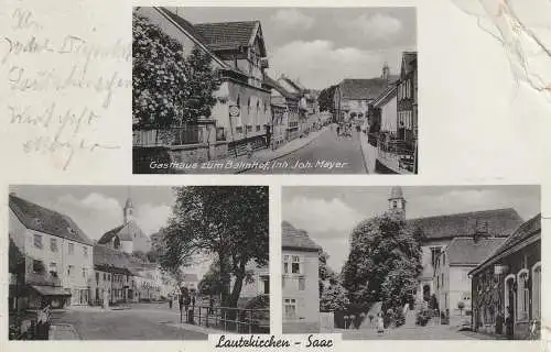 6653 BLIESKASTEL - LAUTZKIRCHEN, Gasthof zum Bahnhof, 2 Strassenansichten, 1940, erheblicher Eckmangel