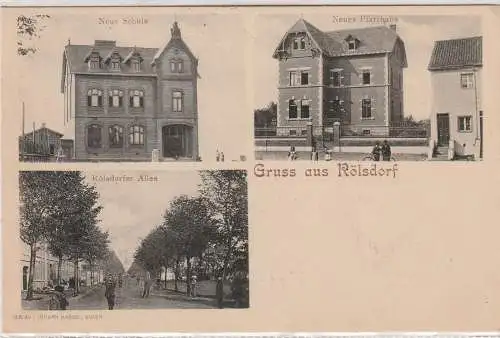 5160 DÜREN - RÖLSDORF, Neue Schule, Neues Pfarrhaus, Rölsdorfer Allee, 1913